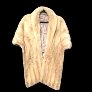 Vintage Genuine EMBA Diadem Natural Pale Brown Mutation Mink Fur Stole Wrap EUC